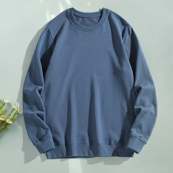 Sweatshirts for Men Fashion Men's Casual Fashion Solid Color Round-Neck Blouse/T-Shirt Plus Size Comfortable Undershirt Casual Indoor Wear