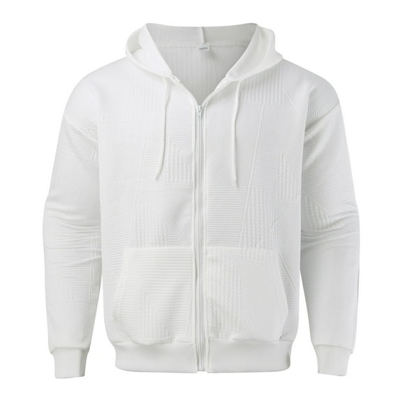 Sweatshirts for Men Mens Spring Cardigan Zipper Mens Coat Spring Thin Hoodie White XL