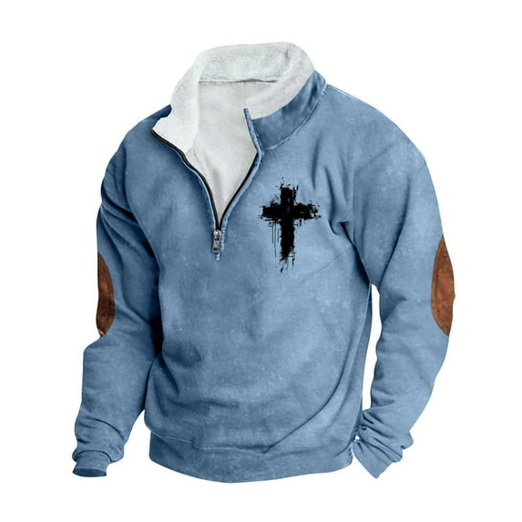 Sweatshirts for Men Quarter Zipper Grunge Hoodie Sweaters Funny Aztec Graphic Pullover Men Stand Collar Long Sleeve