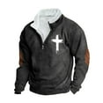 thumbnail image 1 of Sweatshirts for Men Quarter Zipper Hoodies Men Fashion Graphic Pullover Tops Funny Print Long Sleeve Fleece Outfits, 1 of 3