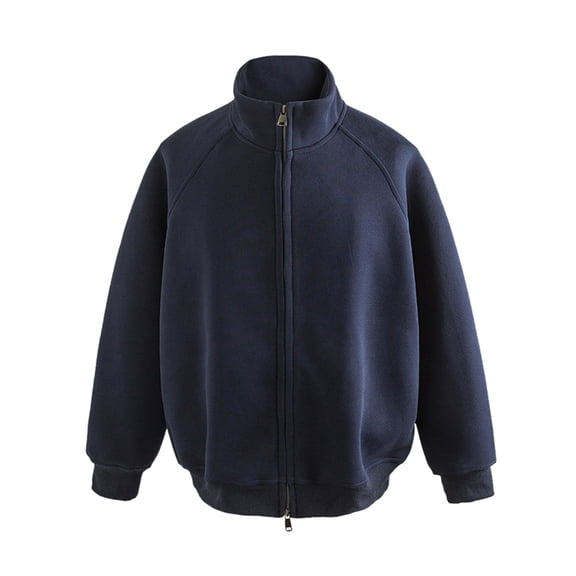 Sweatshirts for Men Stand Up Cardigan Sweater Casual Double Zipper Trend Jacket Fall Clothes Tops Pullover Navy XL