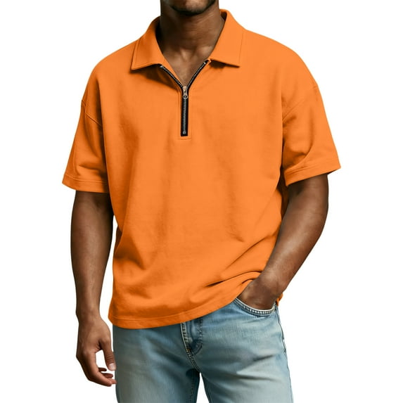 Sweatshirts for Men Stylish Quarter-Zip Sweatshirt Collared Short Sleeve Fashion Pullover Lightweight Trendy Tops