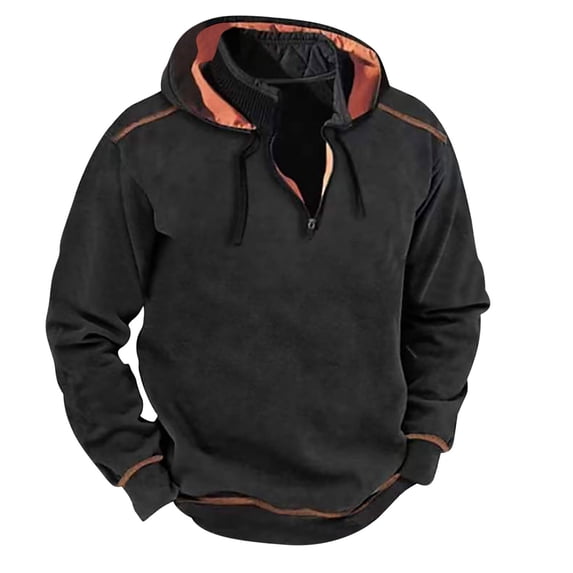 Sweatshirts for Men Vintage Button Up Shirts Stand Collar Long Sleeve Shirt Outdoor Casual Pullover Top Elbow Patches