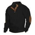 thumbnail image 1 of Sweatshirts for Men Winter Button Down Shirt Solid Casual Long Sleeve Stand Up Collar Sweatshirt, 1 of 4