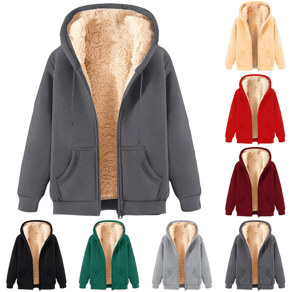 Sweatshirts for Men Zip up Hoodie Loose Solid Color Heavyweight Fleece Winter Warm Athletic Sweat shirt