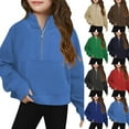 thumbnail image 1 of Sweatshirts for Teen Girls Sayings Half Zip Sweatshirts for Girls Cute Cropped Pullover Sweatshirt Thumbhole Pockets Kids Plain Quarter Zip Hoodies, 1 of 7