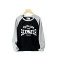 thumbnail image 1 of Sweatshirts for Toddler Boys Color Block Letter Print Children's Long Sleeved T Shirt Pullover Casual Tops Size 4-5T, 1 of 4