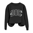 thumbnail image 1 of Sweatshirts for Women Boo Letter Printed Crew Neck Long Sleeve Shirt Halloween Spooky Season Pullover Top, 1 of 4