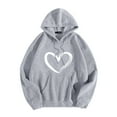 thumbnail image 1 of Sweatshirts for Women under $10.00 Hooded Long Sleeve Print Round Neck Loose Sweatershirt Gray M, 1 of 2