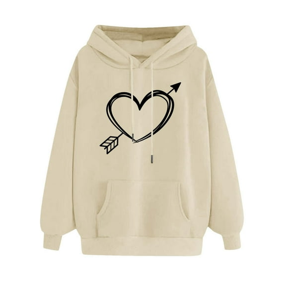 Sweatshirts for Women.00 Hoodie Winter Pullover Long Sleeved Sweatshirt Khaki M