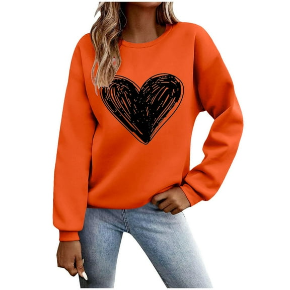 Sweatshirts for Women Crewneck Long Sleeve Loose Fit Tops Printed Fashion Tops