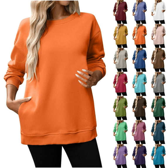 Sweatshirts for Women Crewneck Long Sleeve Oversized Pullover Tops Casual Fall Outfits Solid Loose Sweatshirt Blouse