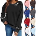 thumbnail image 1 of Sweatshirts for Women Crewneck Long Sleeve Pullover Top Valentine's Day Hearts Printed Hoodless Casual Hooded, 1 of 5