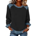 thumbnail image 1 of Sweatshirts for Women Crewneck Long Sleeve Tops Fashion Loose Fit Tops Spring Color Block Pullover 2026 Black 2XL, 1 of 5