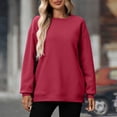 thumbnail image 1 of Sweatshirts for Women, Crewneck Long Sleeve Tops, Oversized Pullover Tops Casual Fall Outfits, #2-Red,Women's Plus XL, 1 of 9
