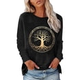 thumbnail image 1 of Sweatshirts for Women Graphic Crewneck Sweatshirt Fall Soft Cotton Blend Trendy Tree Printed Pullover Hoodie Womens Hoodie Black L, 1 of 4