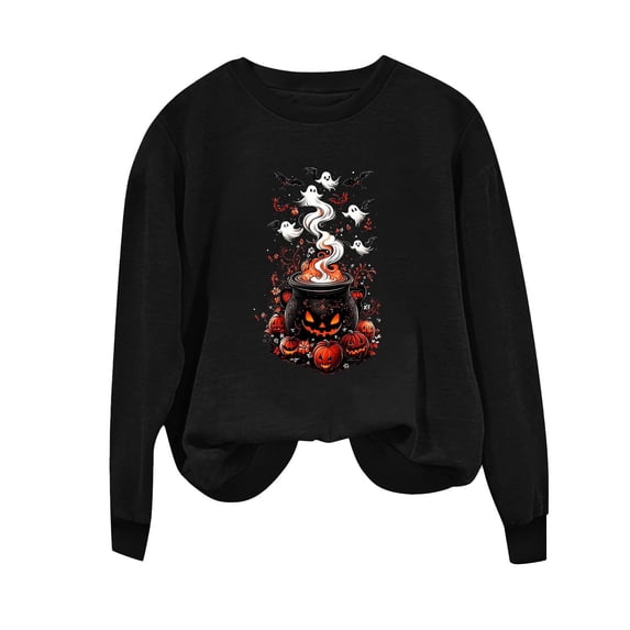 Sweatshirts for Women Halloween Printed Long Sleeve Hoodie Top