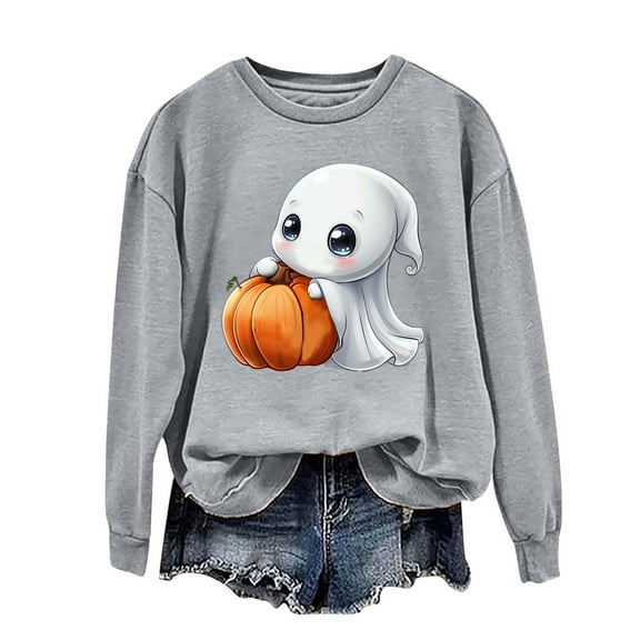 Sweatshirts for Women Halloween Printed Sweatshirt Long Sleeved Top Sweatshirt Hooded Sweatshirt