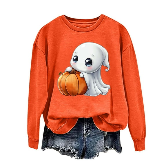 Sweatshirts for Women Halloween Printed Sweatshirt Long Sleeved Top Sweatshirt Hooded Sweatshirt