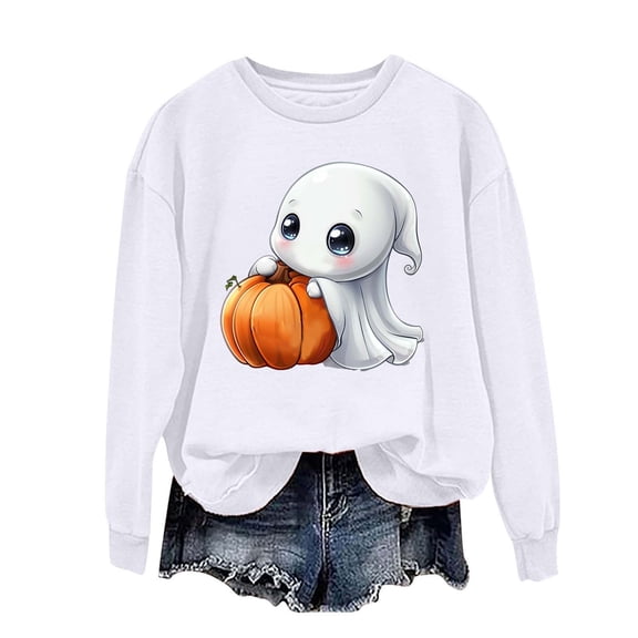 Sweatshirts for Women Halloween Printed Sweatshirt Long Sleeved Top Sweatshirt Hooded Sweatshirt