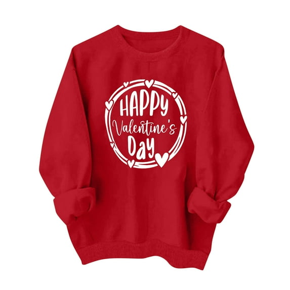 Sweatshirts for Women Happy Valentine's Day Print Pullover Sweatshirt Long Sleeve Crew Neck Shirt Top Women's Blouse for Valentine's Day and Daily