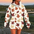 thumbnail image 1 of Sweatshirts for Women Hooded Maple Leaves Printed Long Sleeve Round-Neck Sweatshirts,Sweatshirts for Women White, 1 of 5