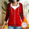thumbnail image 1 of Sweatshirts for Women Hooded Plaid Printed Pocket Long Sleeve Sweatshirt,Womens Sweatshirtss Red, 1 of 6
