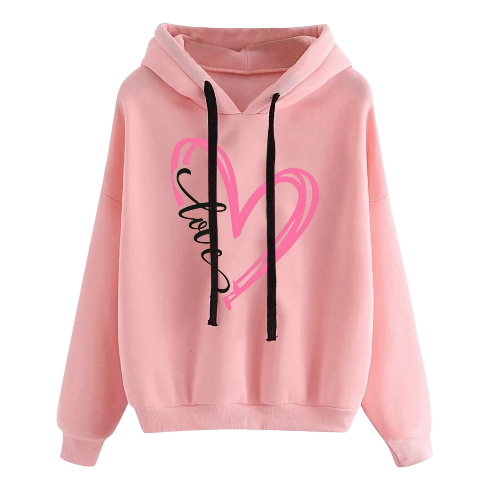 Sweatshirts for Women Hoodie Long Sleeve Drop Shoulder Printed Pullover ...