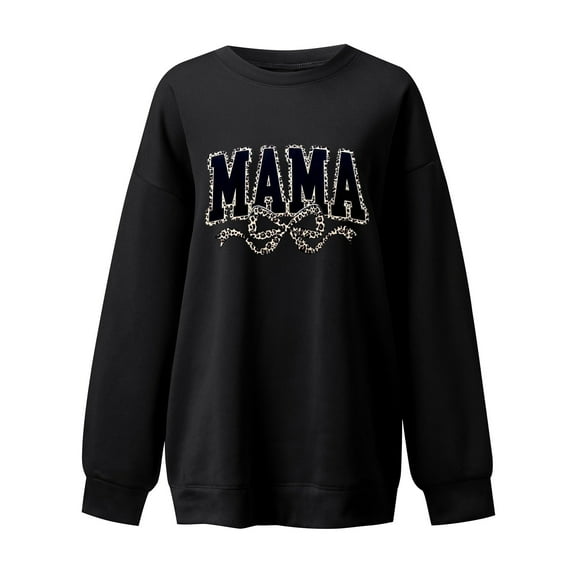 Sweatshirts for Women Long Sleeve Crew Neck Mama Letter Print Workout Pullover Sweater