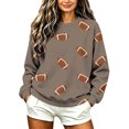 thumbnail image 1 of Sweatshirts for Women Long Sleeve Round Neck Ladies Rugby Print Casual Home Pullover Sweater, 1 of 7