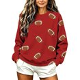 thumbnail image 1 of Sweatshirts for Women Long Sleeve Round Neck Ladies Rugby Print Casual Home Pullover Sweater, 1 of 7