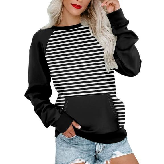 Sweatshirts for Women Loose Fit Womens Long Sleeve Sweatshirt Casual Crewneck Cute Pullover Tops Printing Lightweight Sweatshirt With Pocket