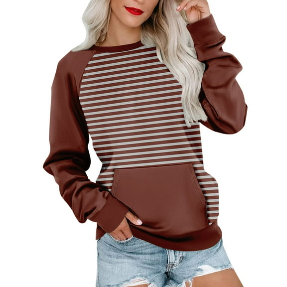 Sweatshirts for Women Loose Fit Womens Long Sleeve Sweatshirt Casual Crewneck Cute Pullover Tops Printing Lightweight Sweatshirt With Pocket