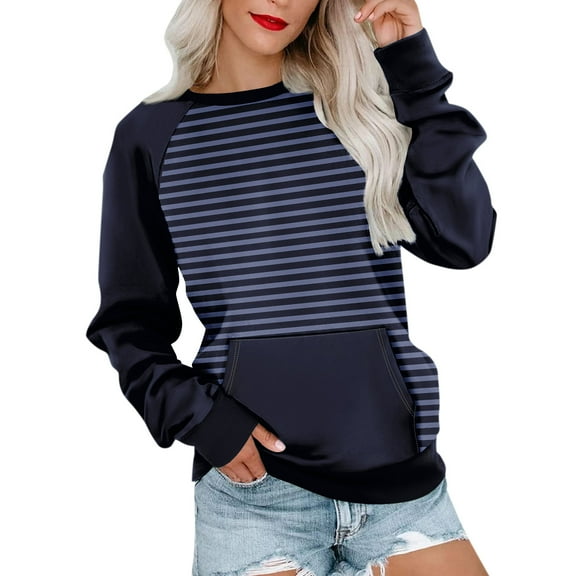 Sweatshirts for Women Loose Fit Womens Long Sleeve Sweatshirt Casual Crewneck Cute Pullover Tops Printing Lightweight Sweatshirt With Pocket