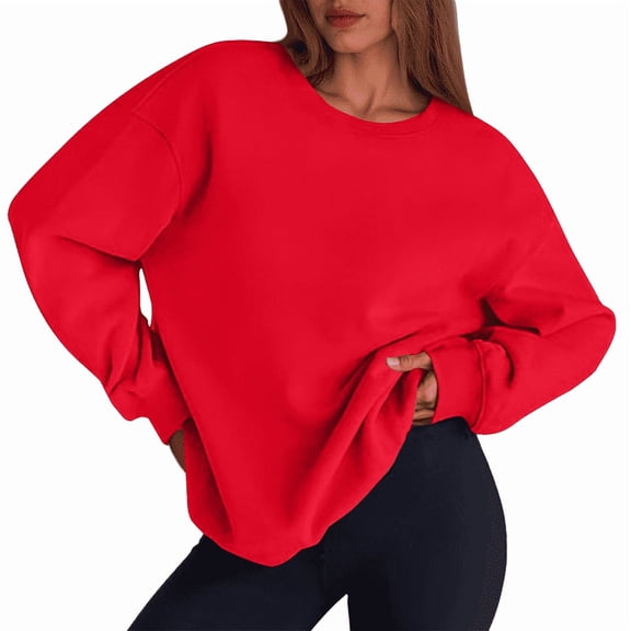 Sweatshirts for Women Plain Crewneck Sweatshirts Fall Casual Long Sleeve Pullover Cute Tops Loose Lightweight Sweatshirt Fashion Clothes