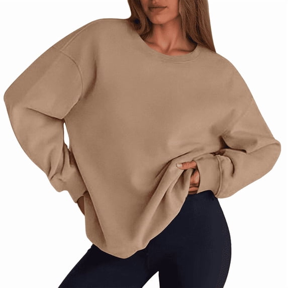 Sweatshirts for Women Plain Crewneck Sweatshirts Fall Casual Long Sleeve Pullover Cute Tops Loose Lightweight Sweatshirt Fashion Clothes