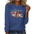 thumbnail image 1 of Sweatshirts for Women Plus Size Christmas Crew Neck Pullover Tops Casual Loose Graphic Long Sleeve Shirt (Blue L), 1 of 4