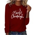 thumbnail image 1 of Sweatshirts for Women Plus Size Christmas Crew Neck Pullover Tops Casual Loose Graphic Long Sleeve Shirt (Wine 2XL), 1 of 1