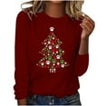 thumbnail image 1 of Sweatshirts for Women Plus Size Christmas Crew Neck Pullover Tops Casual Loose Graphic Long Sleeve Shirt (Wine L), 1 of 1
