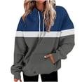 thumbnail image 1 of Sweatshirts for Women Plus Size Hooded Long Sleeve Pocket Retro Loose Sweatshirt Navy 5XL, 1 of 2