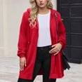 thumbnail image 1 of Sweatshirts for Women Plus Size Hooded Sweatshirts Pockets Solid Long Sleeves Drawstring Round Neck Casual Long Length Sweatshirts Red, 1 of 6