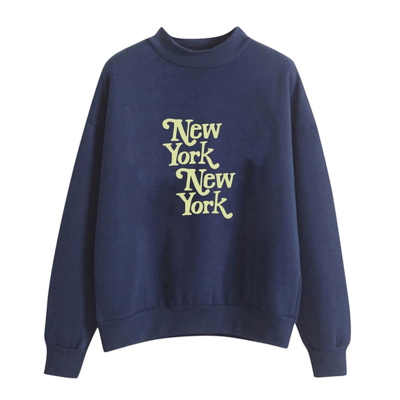 Sweatshirts for Women Plus Size Long Sleeve Round Neck Printed Causal Sweatshirts Blue XL