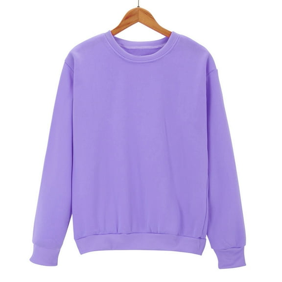 Sweatshirts for Women Plus Size Solid Sweatshirts Casual Long Sleeve Round Neck Hoodless Blouse,Tops for Women Purple XL