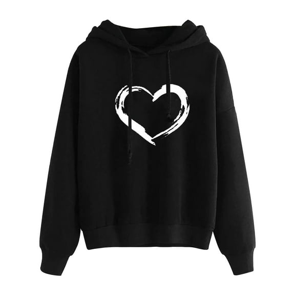 Sweatshirts for Women Plus Size Winter Hoodie Pullover Long Sleeved Sweatshirt Black XL
