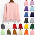 thumbnail image 1 of Sweatshirts for Women Plus Size,Women's Oversized Round Neck Sweatshirts Long Sleeve Turtleneck Velvet Sweatshirt 02-Pink_3XL, 1 of 4