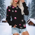 thumbnail image 1 of Sweatshirts for Women Printed V-Neck Long Sleeves Pocket T-shirt Blouse Casual Sweatshirt,Womens Tops Plus Size Black XXL, 1 of 5