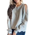 thumbnail image 1 of Sweatshirts for Women Trendy Zipper Fall Winter Loose Fit Crew Neck Long Sleeve Cap Drop Shoulder Solid Color Leisure Polyester Top Tops(Grey,XXXL), 1 of 4