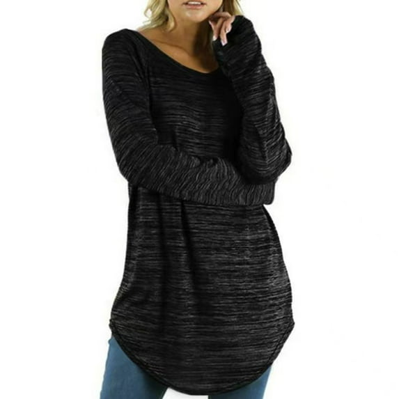 Sweatshirts for Women Tunic Tops Long Sleeve Pullover Casual Irregular Round Neck Long Sleeve T-shirt
