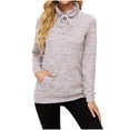 thumbnail image 1 of Sweatshirts for Women Turtleneck Long Sleeve Solid Blouse Drawstring Casual Comfy Shirts Pullver Tops with Pockets, 1 of 6