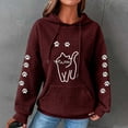 thumbnail image 1 of Sweatshirts for Women Waffle Hoodies Cute Cats Print Hood Sweatshirt Fall Winter Long Sleeved Round Neck Pullover Tops Outwears with Pocket, 1 of 3